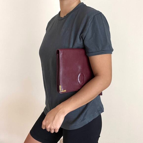 CARTIER Classic Burgundy and Gold Clutch - Picture 2 of 16